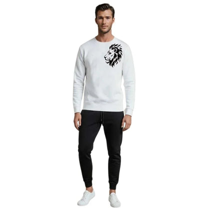 LION Printed Maroon Tracksuit Sweatshirt & Trouser | Warm & Comfortable Winter Wear | Large