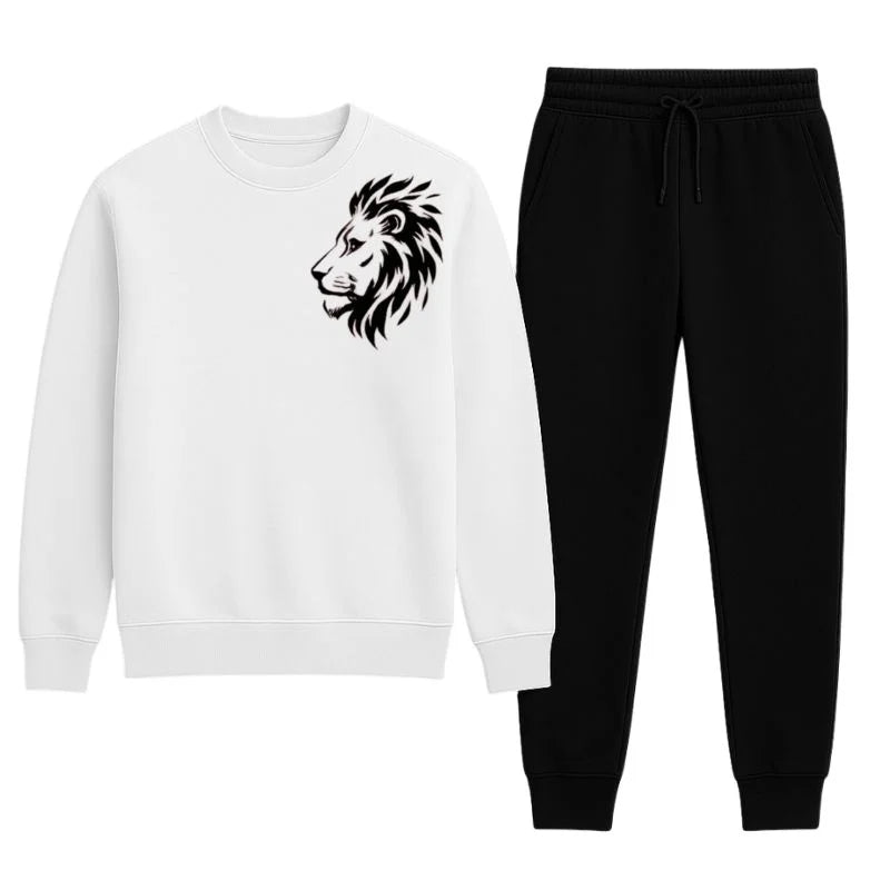 LION Printed Maroon Tracksuit Sweatshirt & Trouser | Warm & Comfortable Winter Wear | Large